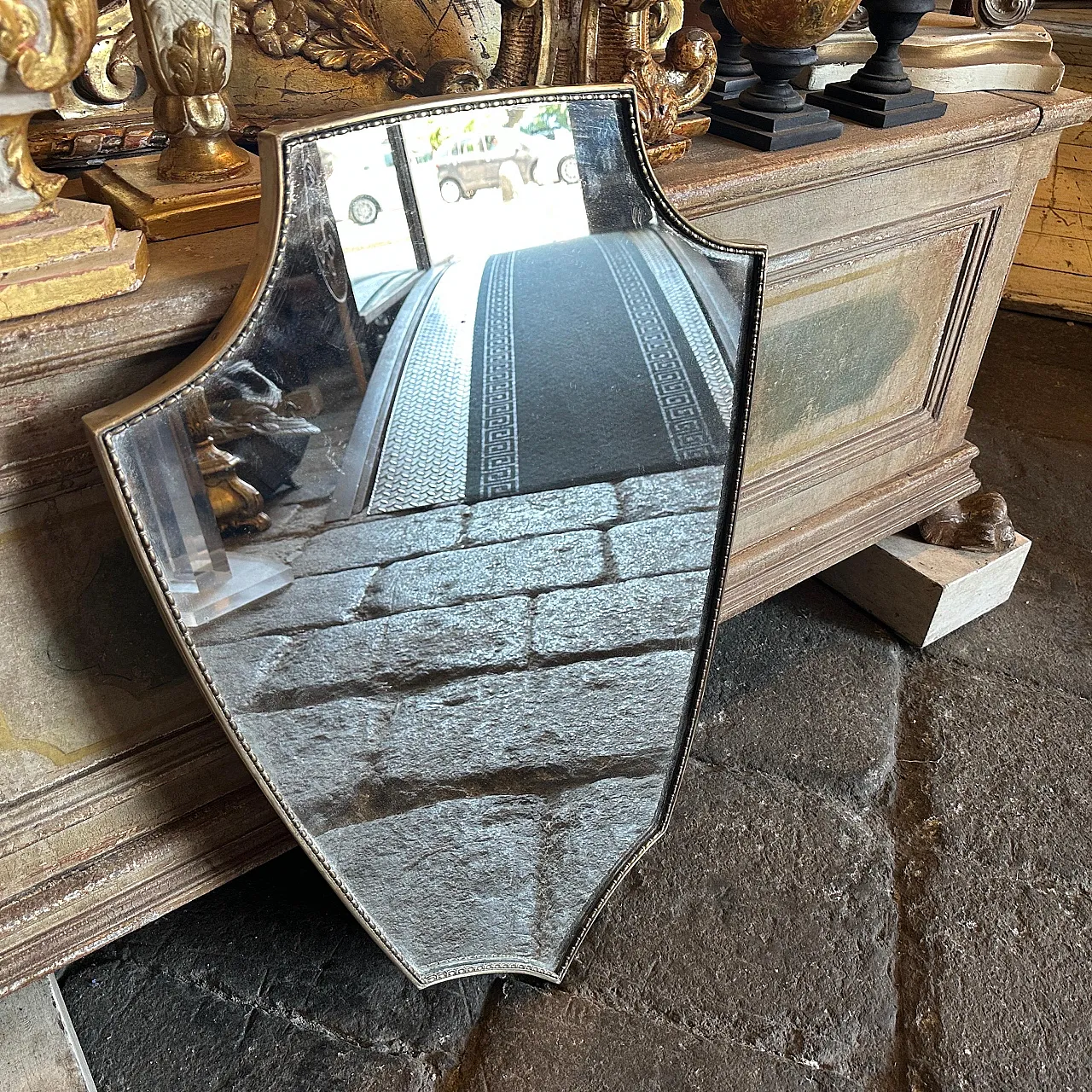 Specchio da parete in ottone di Gio Ponti, anni '60 9