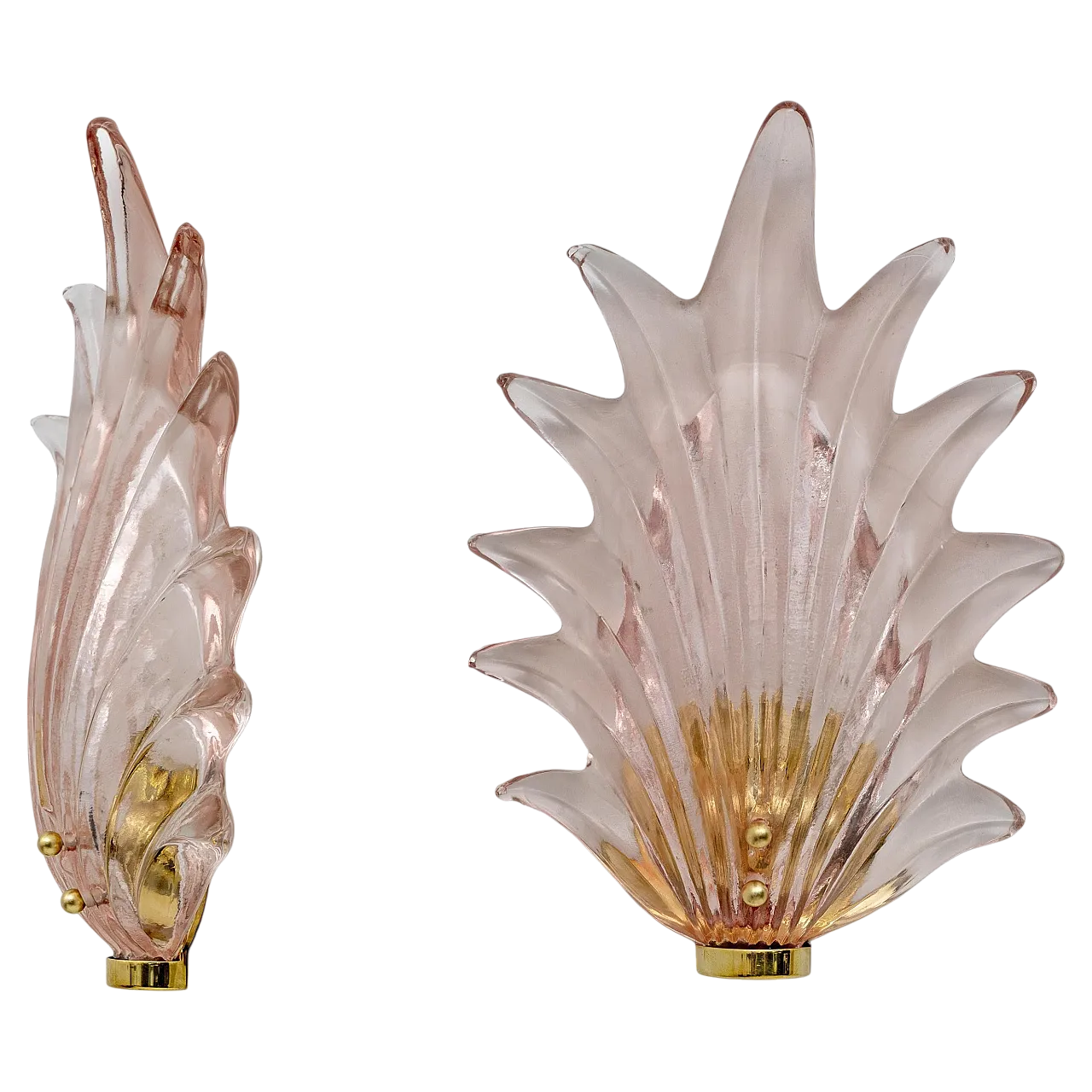 Pair in Murano glass leaf sconces by Barovier & Toso, 2000s 10