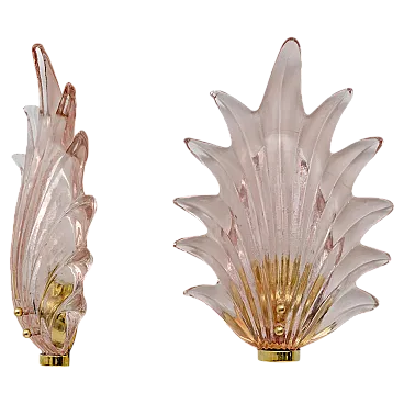 Pair in Murano glass leaf sconces by Barovier & Toso, 2000s
