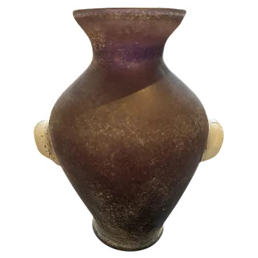 Cenedese Style purple and white scavo Murano glass Amphora vase, 1970s