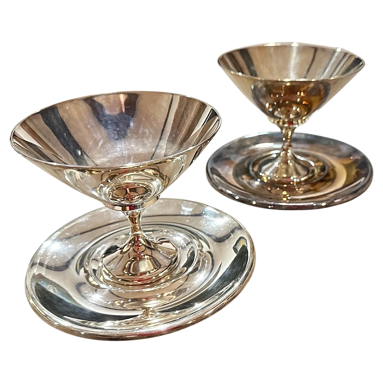 Coppia di coppe placcate in argento di Lino Sabattini, anni '80 16