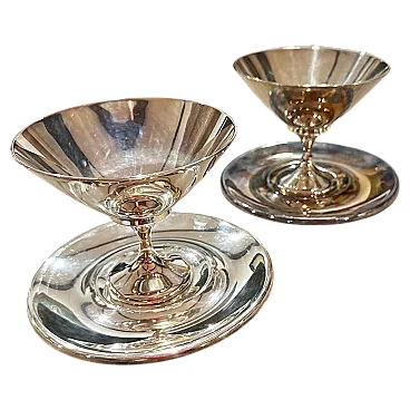 Coppia di coppe placcate in argento di Lino Sabattini, anni '80