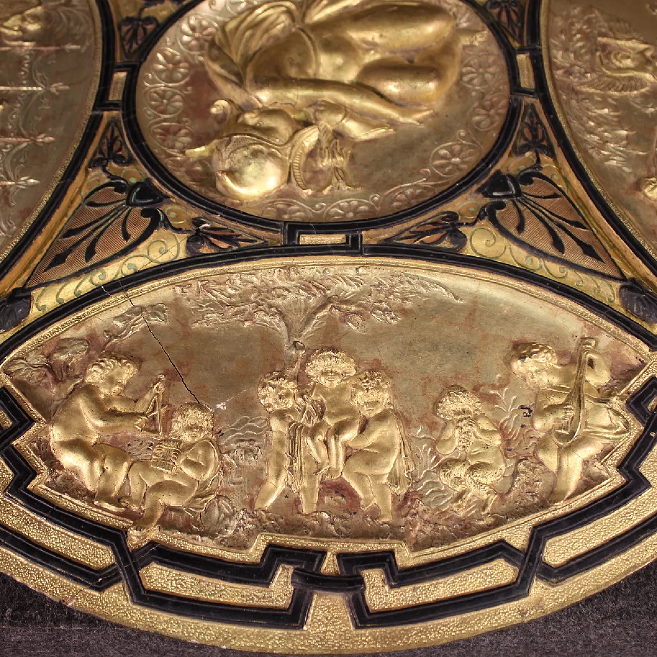 Gilded wood shield signed F. Barbedienne Paris, 19th century 12