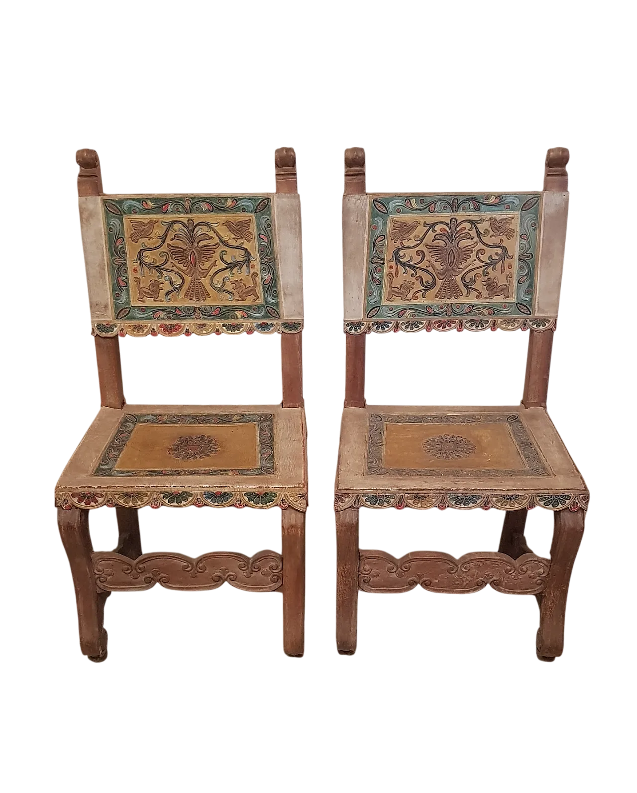 Coppia di sedie in stile coloniale in pelle, metà '900 8