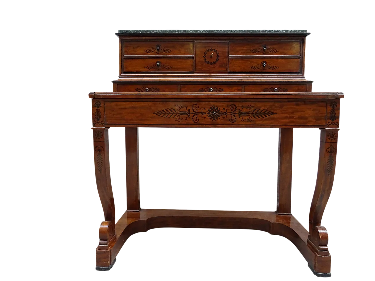 Scrittoio Carlo X in mogano di Cuba intarsiato Piemonte, '800 6