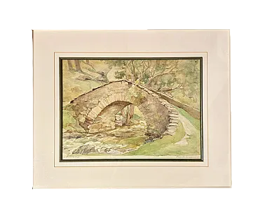 Ponte in bosco di Anne Anderson, acquerello, primo '900