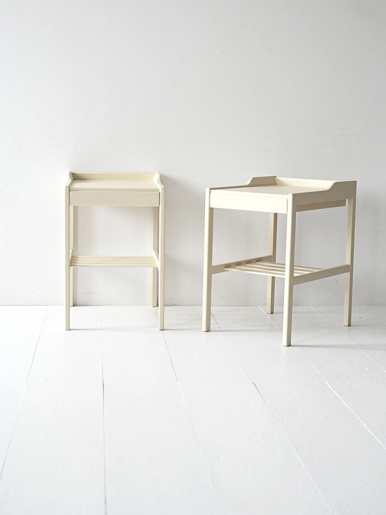 Pair of Scandinavian white bedside tables, 1950s 2