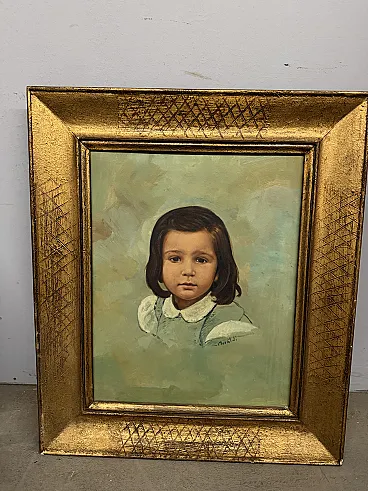 Dipinto olio su tela bambina C. Moraldi, '900