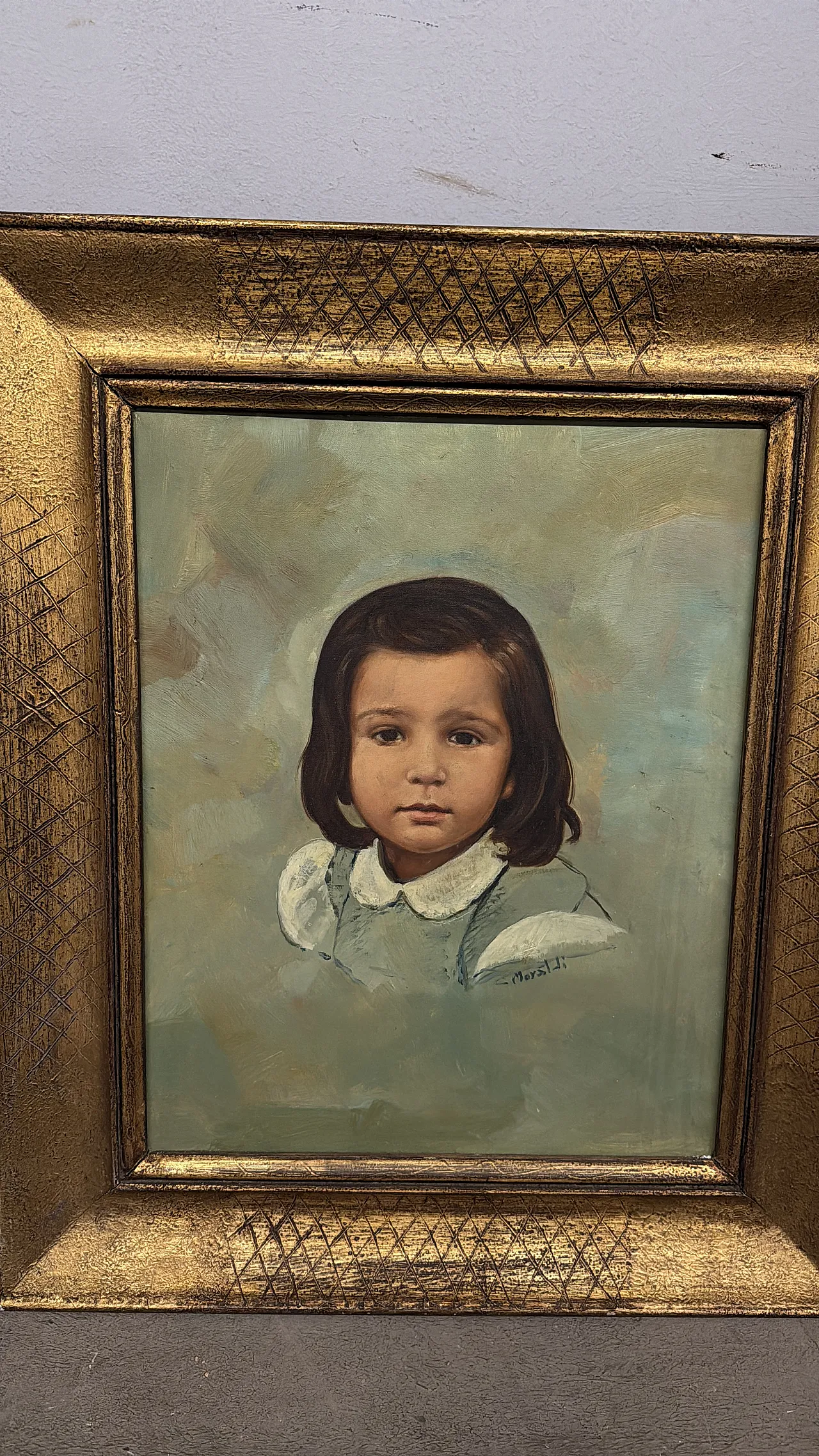Dipinto olio su tela bambina C. Moraldi, '900 2