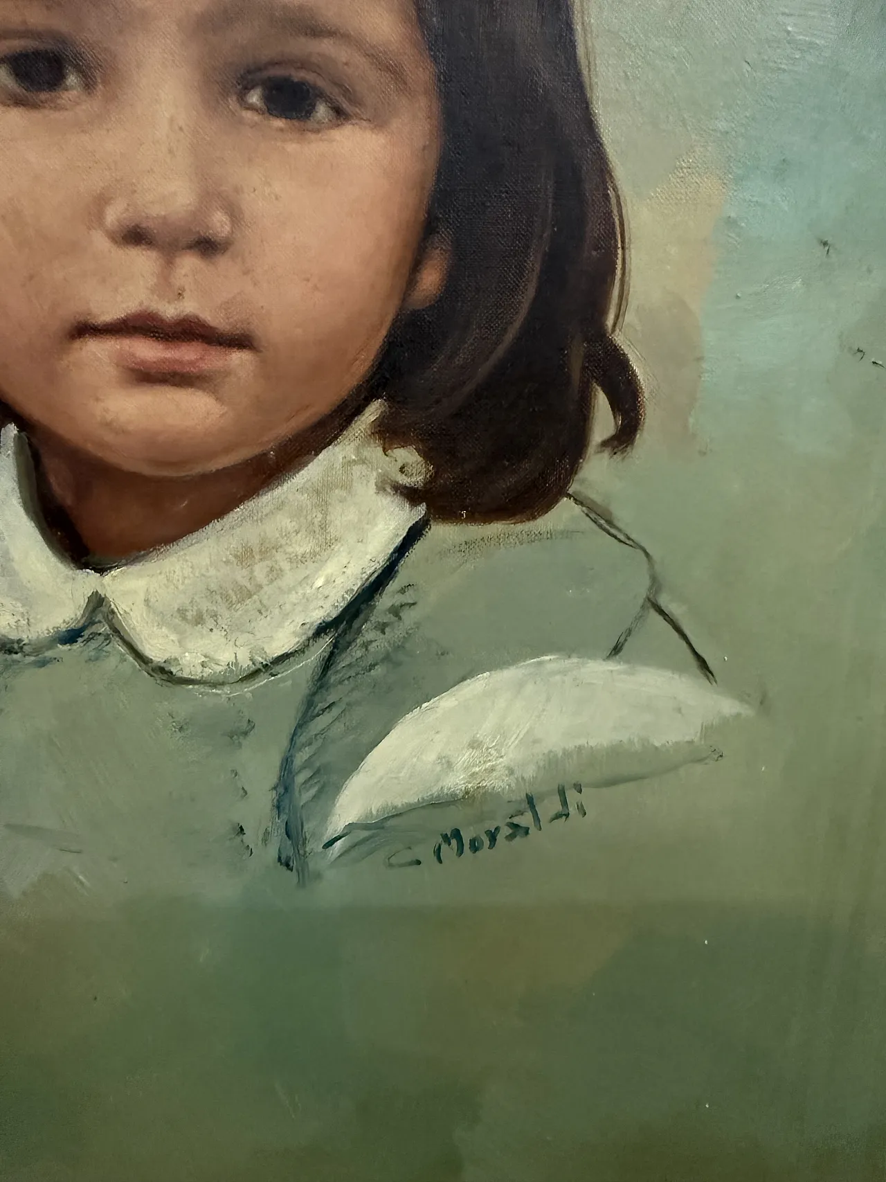 Dipinto olio su tela bambina C. Moraldi, '900 6