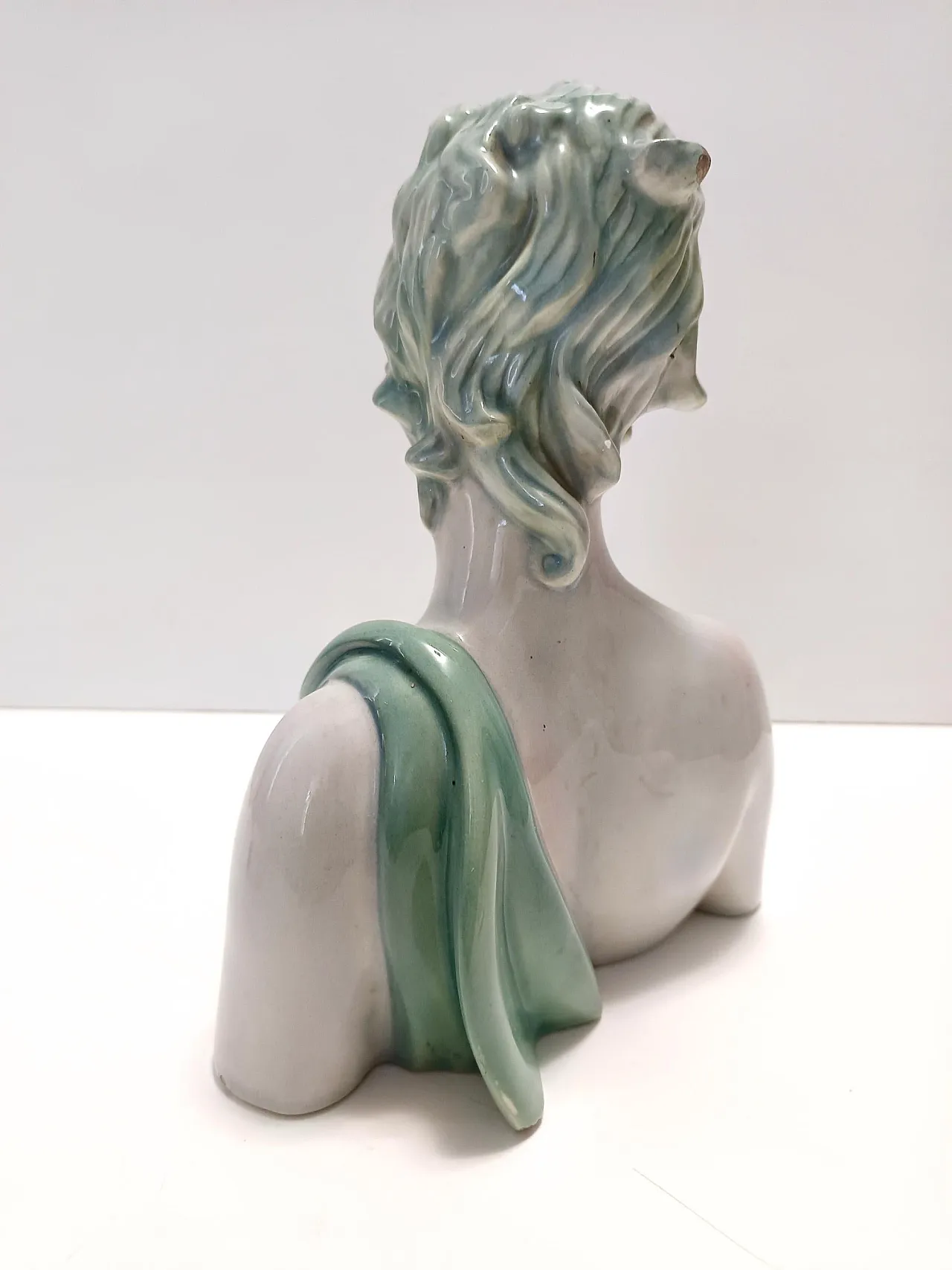 Painted and polished ceramic female bust by Clelia Bertetti, 1920s 10