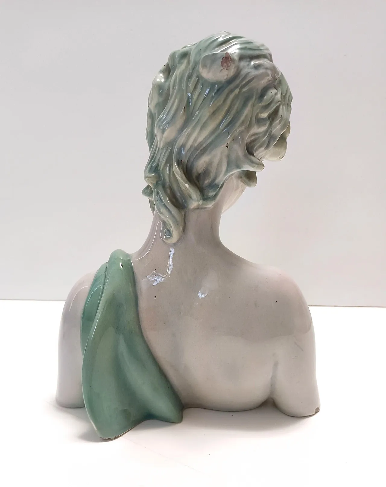 Painted and polished ceramic female bust by Clelia Bertetti, 1920s 11