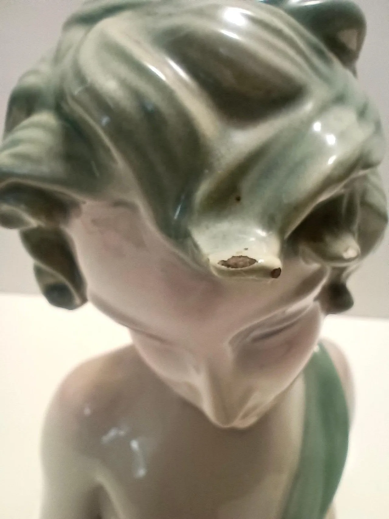 Painted and polished ceramic female bust by Clelia Bertetti, 1920s 16