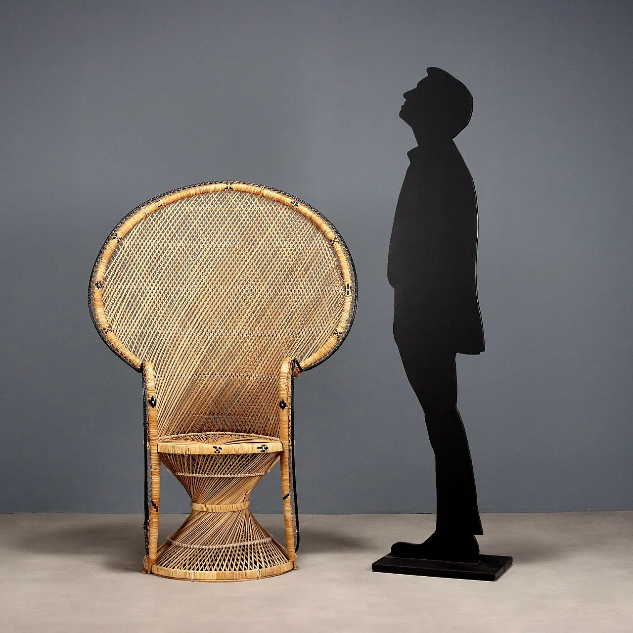 Peacock armchair in woven and rattan, 20th century 2