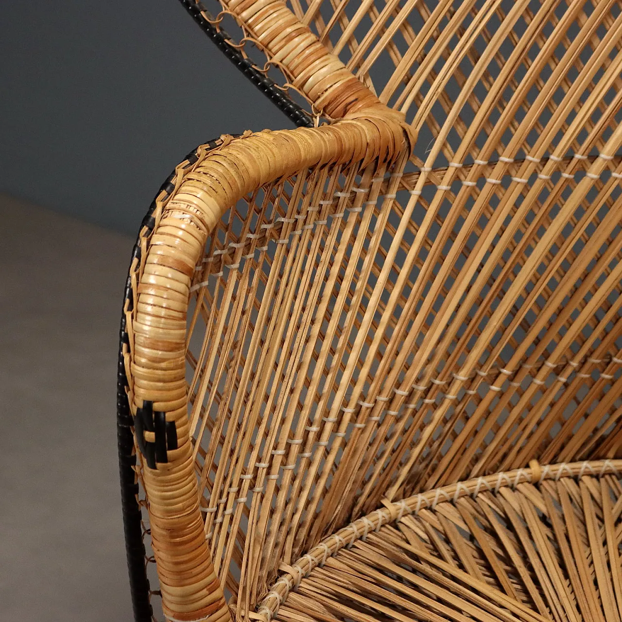 Peacock armchair in woven and rattan, 20th century 4