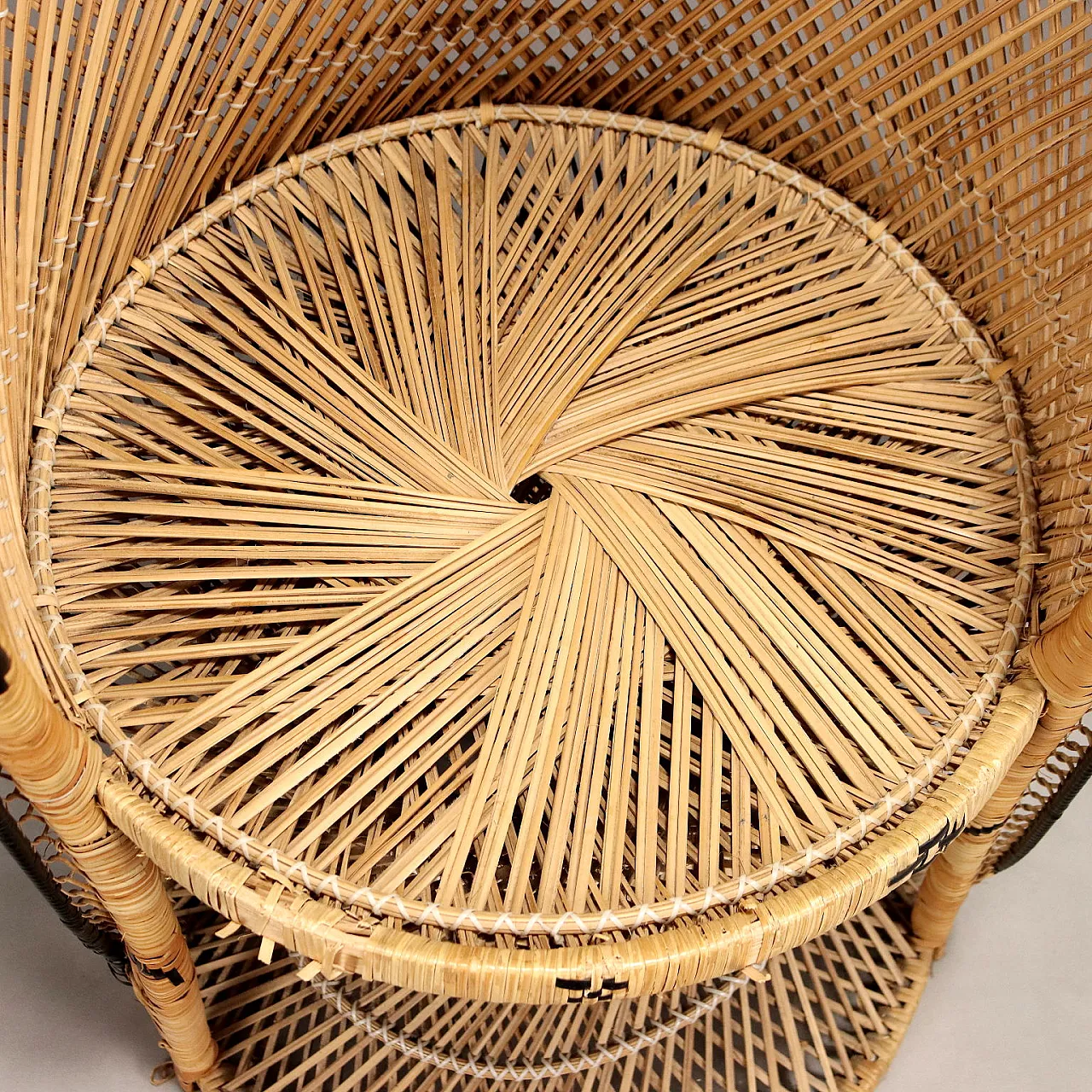 Peacock armchair in woven and rattan, 20th century 5