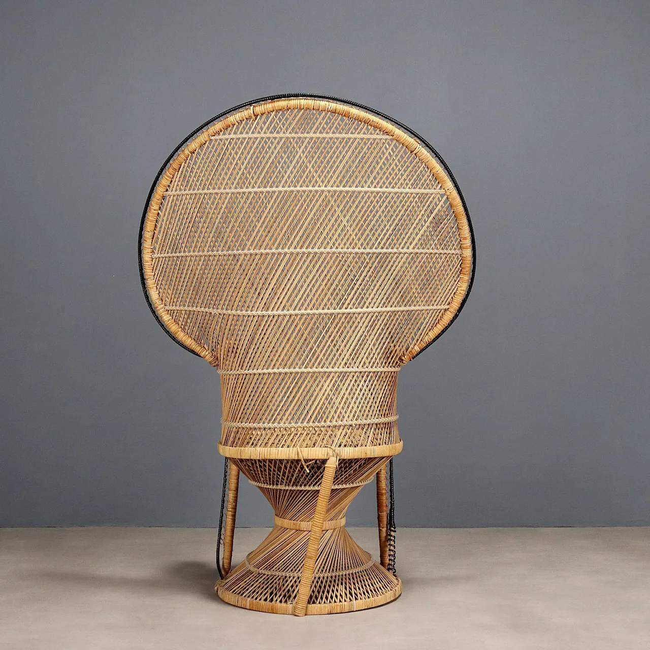 Peacock armchair in woven and rattan, 20th century 6