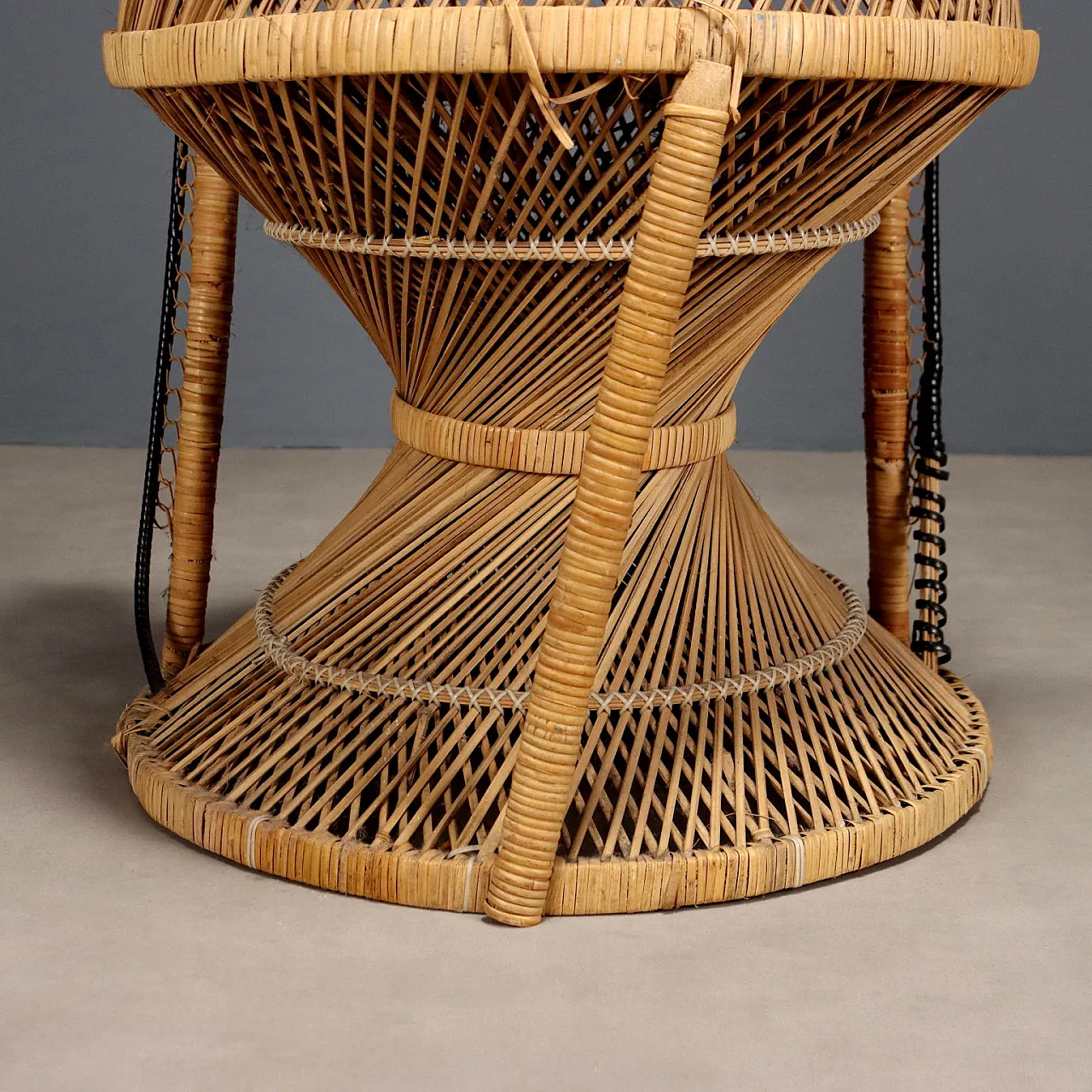 Peacock armchair in woven and rattan, 20th century 9