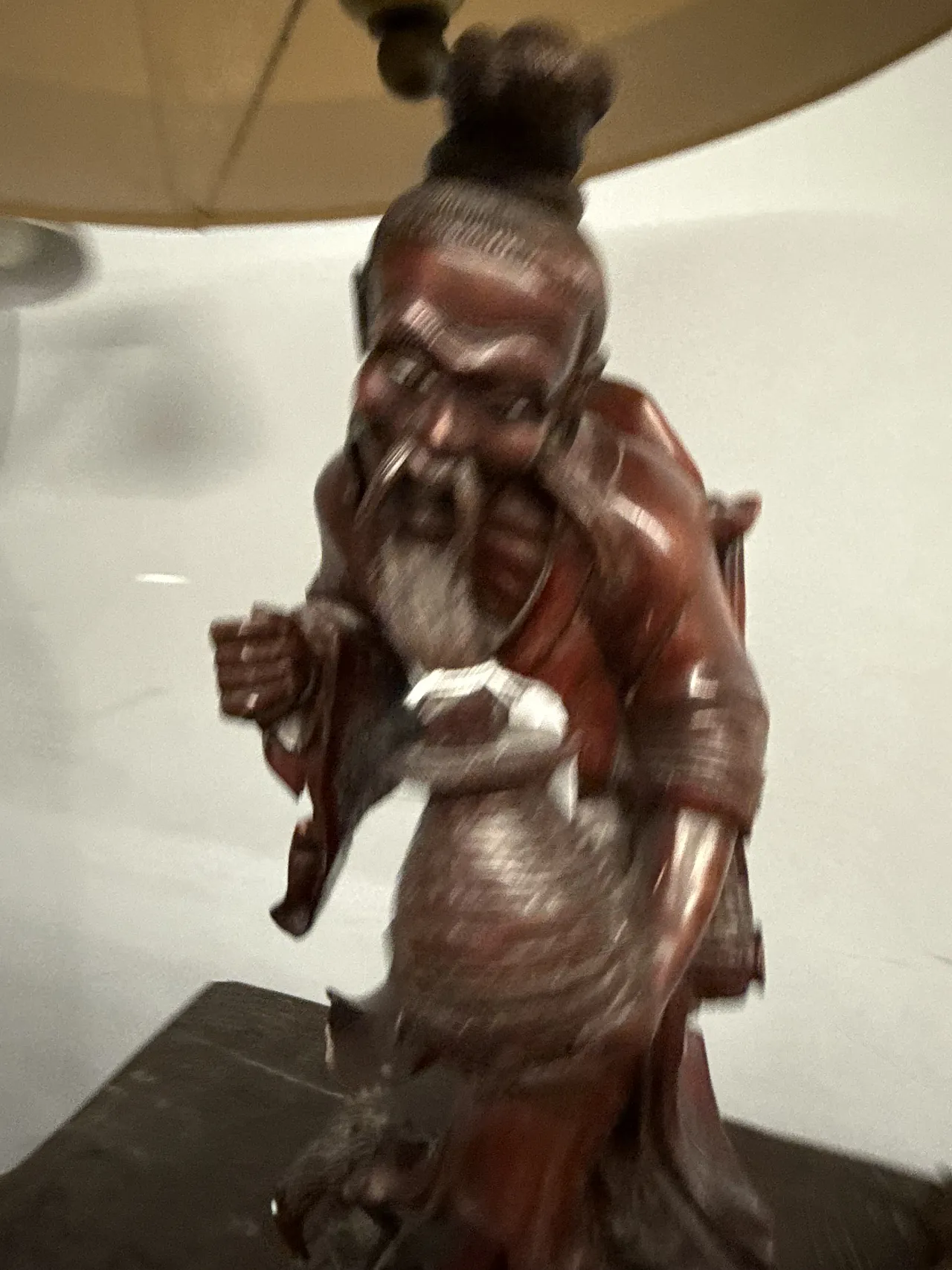 Scultura a lampada in legno cinese personaggio, '900 5