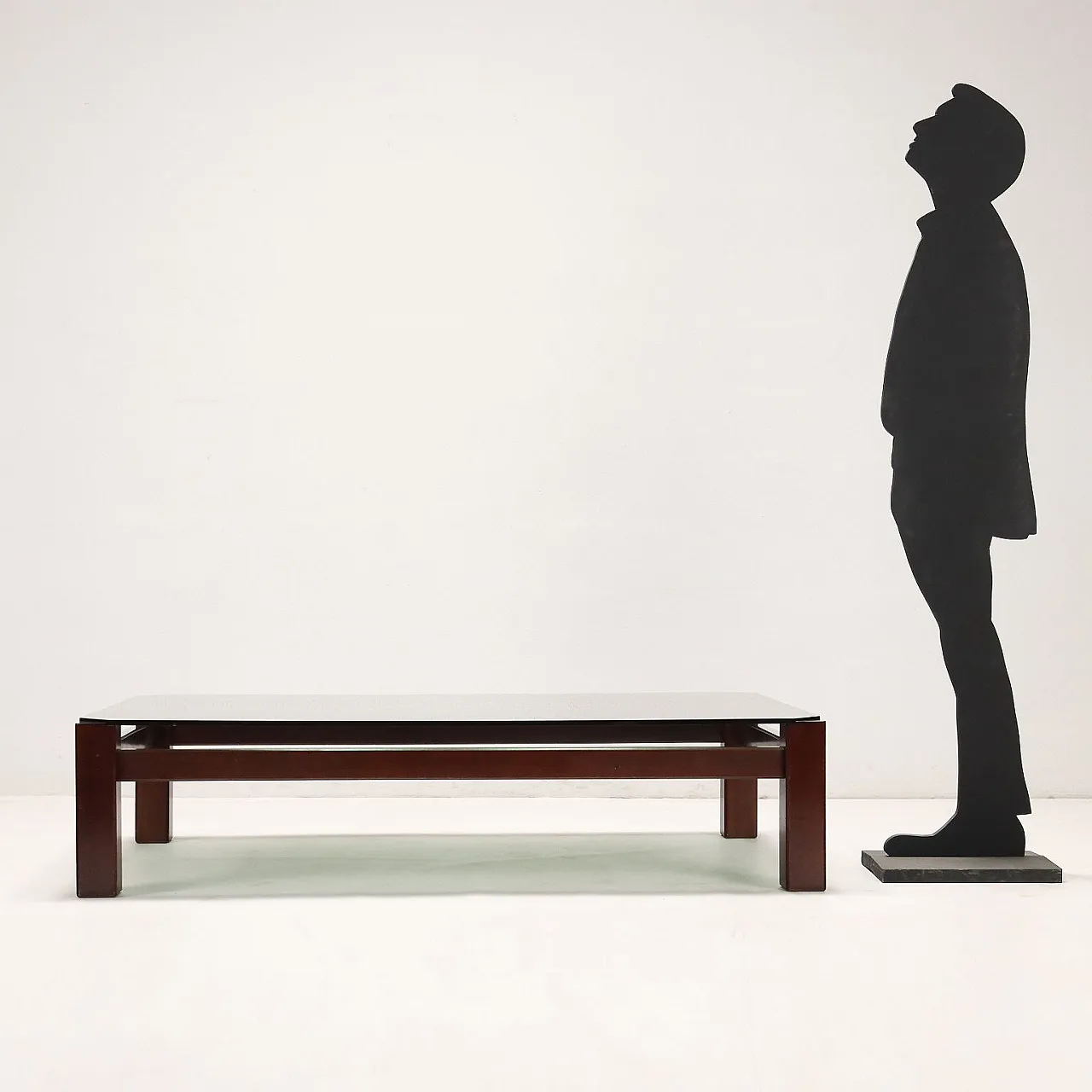 Stained beech coffee table with smoked glass top, 1980s 2