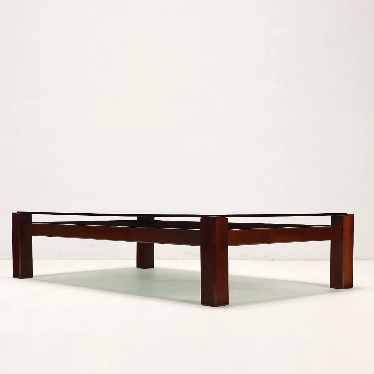 Stained beech coffee table with smoked glass top, 1980s 7