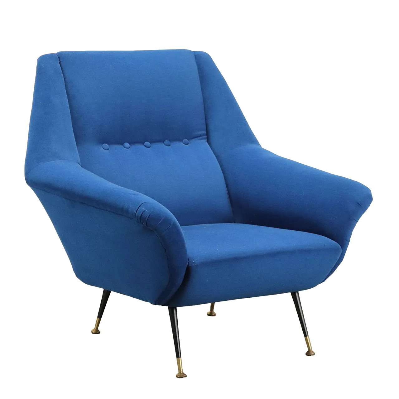 Fabric, metal and brass armchair, mid-20th century 1