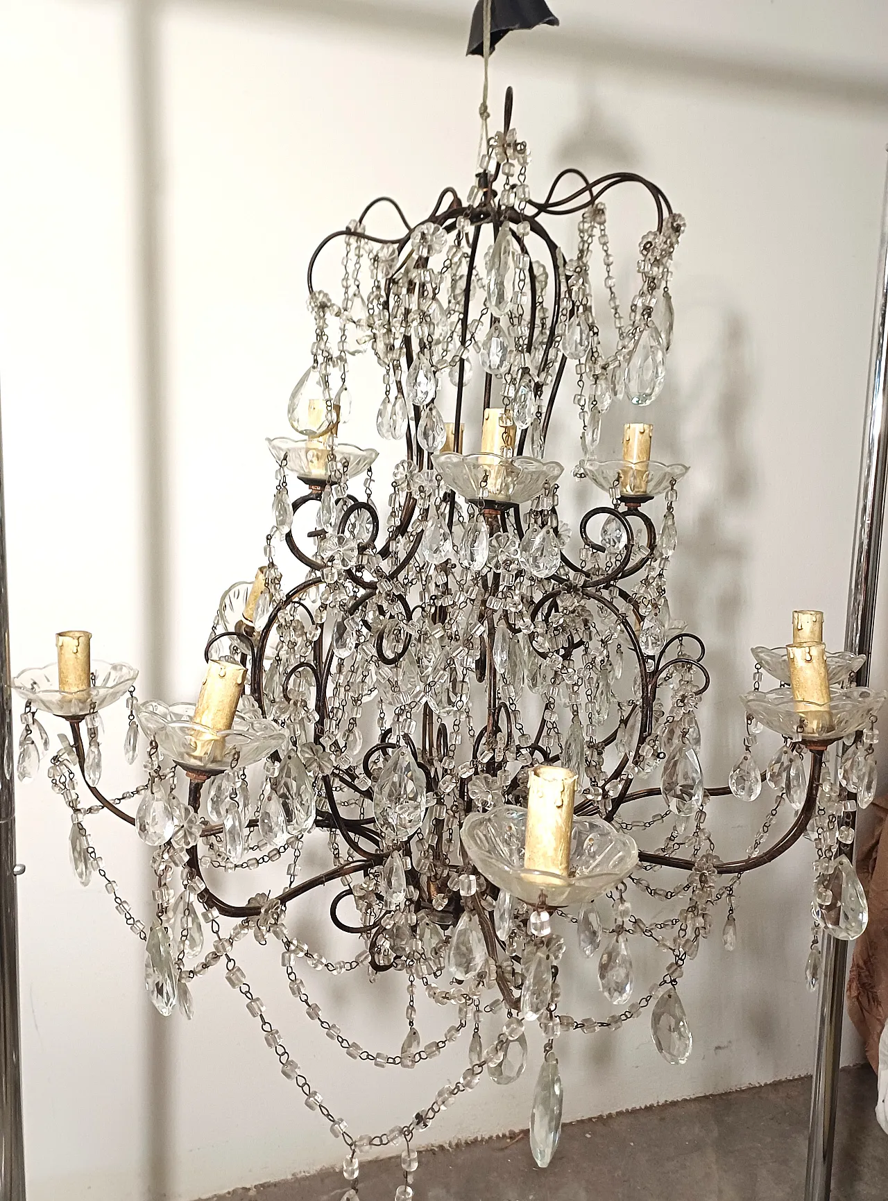 Lampadario stile Maria teresa a 12 luci, primo '900 1