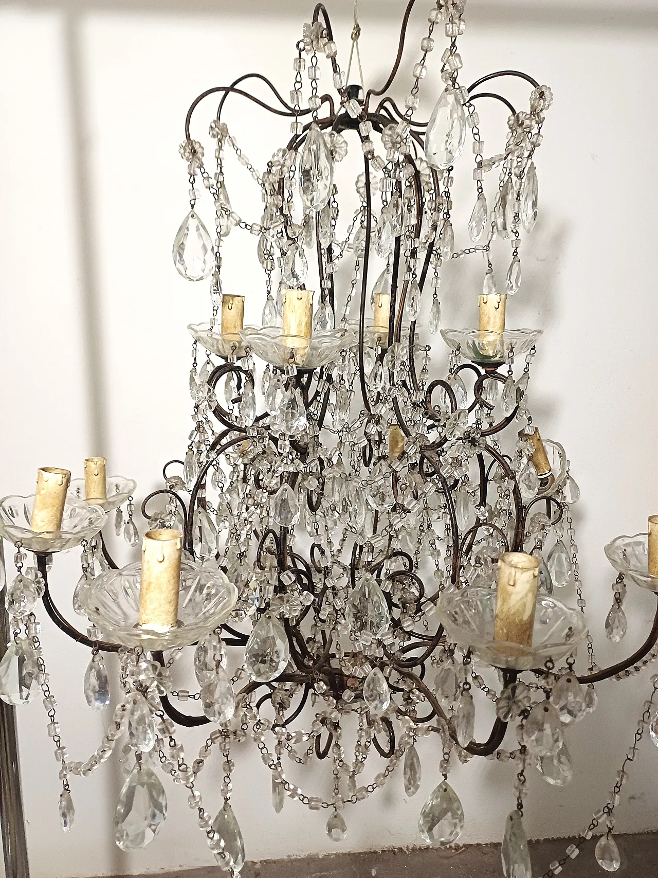 Lampadario stile Maria teresa a 12 luci, primo '900 3