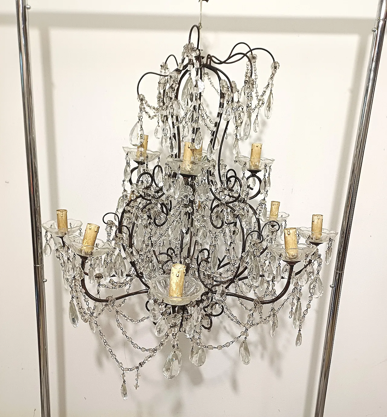 Lampadario stile Maria teresa a 12 luci, primo '900 5