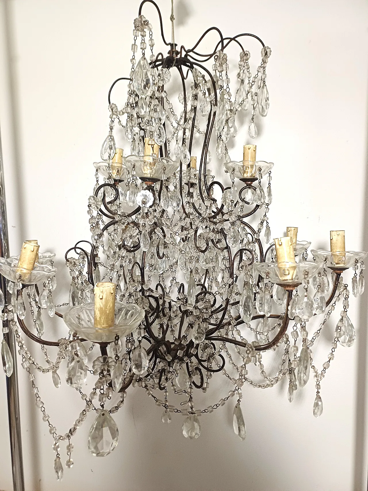 Lampadario stile Maria teresa a 12 luci, primo '900 8