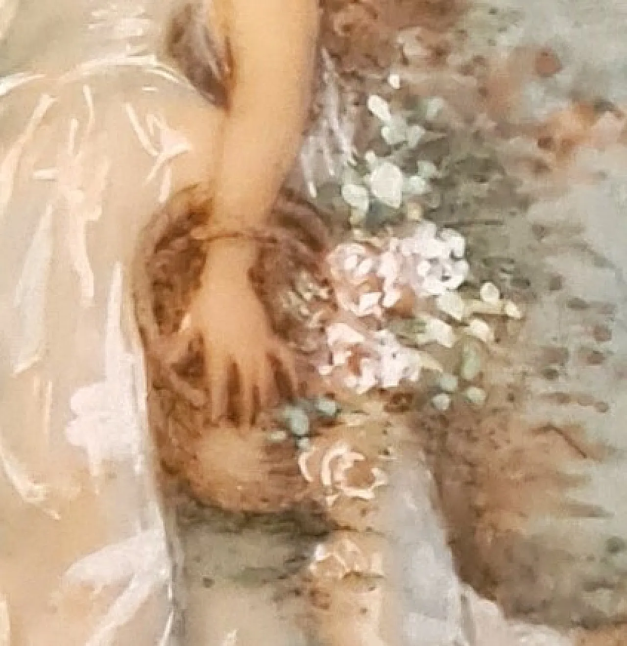 Miniatura olio su tela,dama con fiori, barocco, fine '700 6