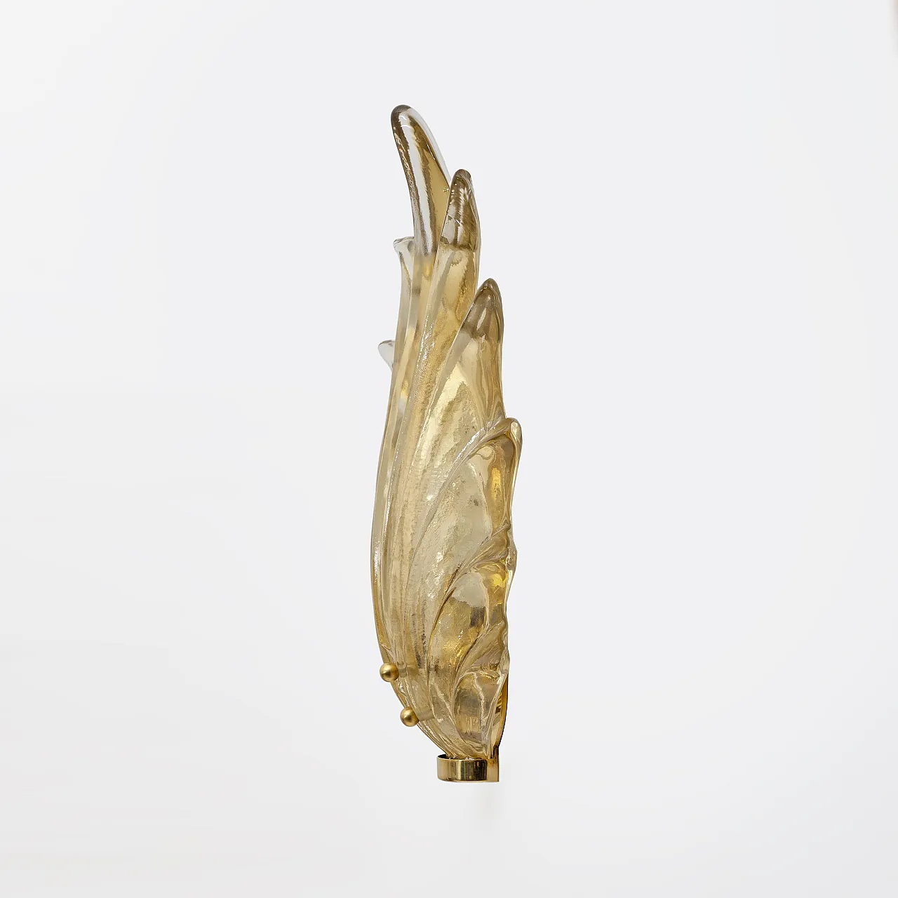 Pair Barovier & Toso style Murano glass leaf sconces, 20th century 5