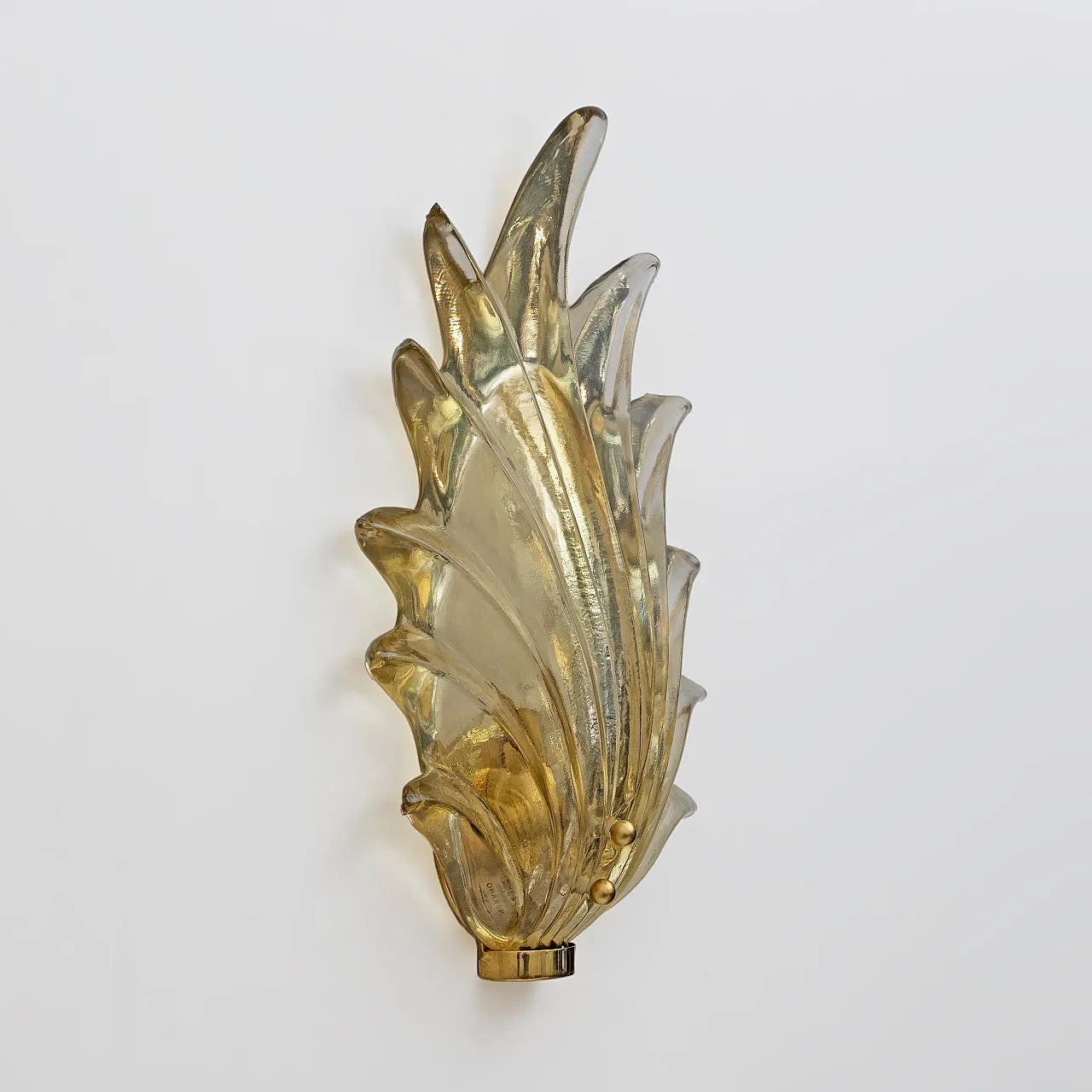 Pair Barovier & Toso style Murano glass leaf sconces, 20th century 6