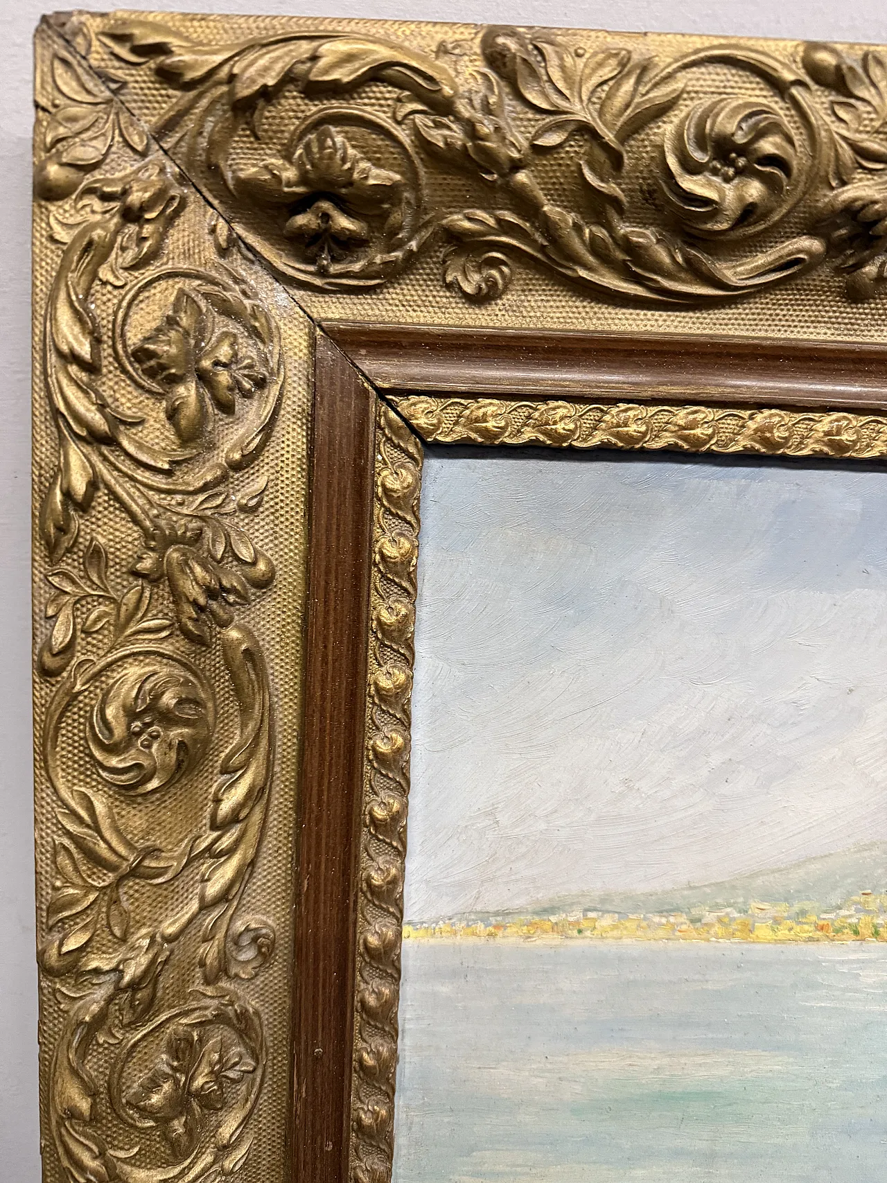 Olio su tela raffigurante Golfo di Napoli, anni '50 4