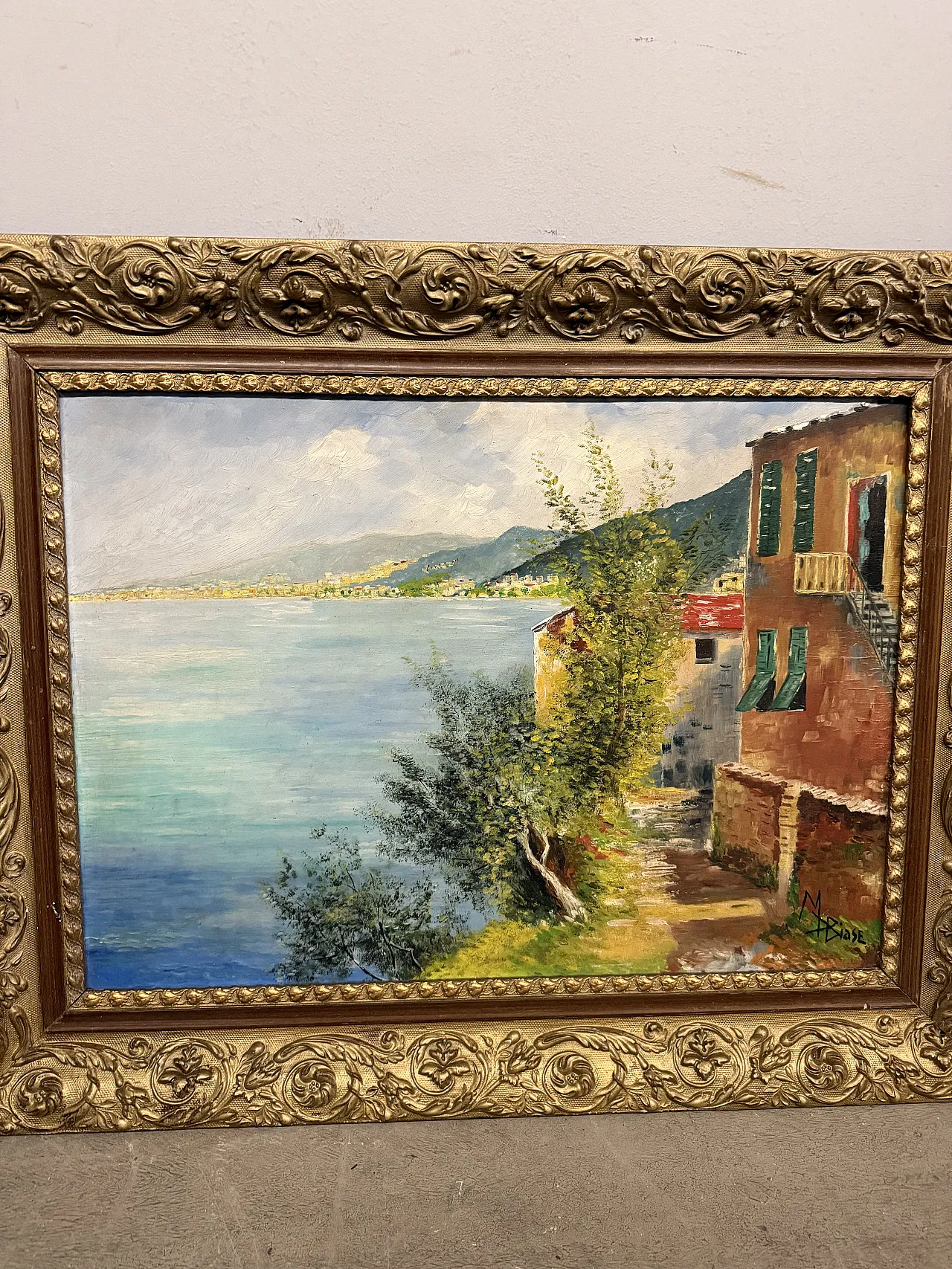 Olio su tela raffigurante Golfo di Napoli, anni '50 7