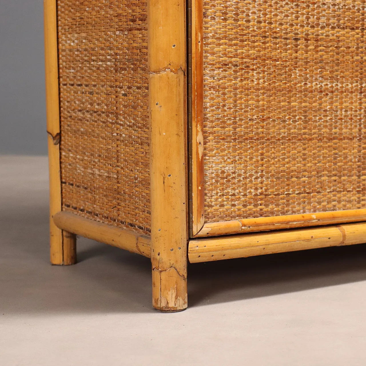 Bookcase in bamboo and wicker with drawers, 1980s 8