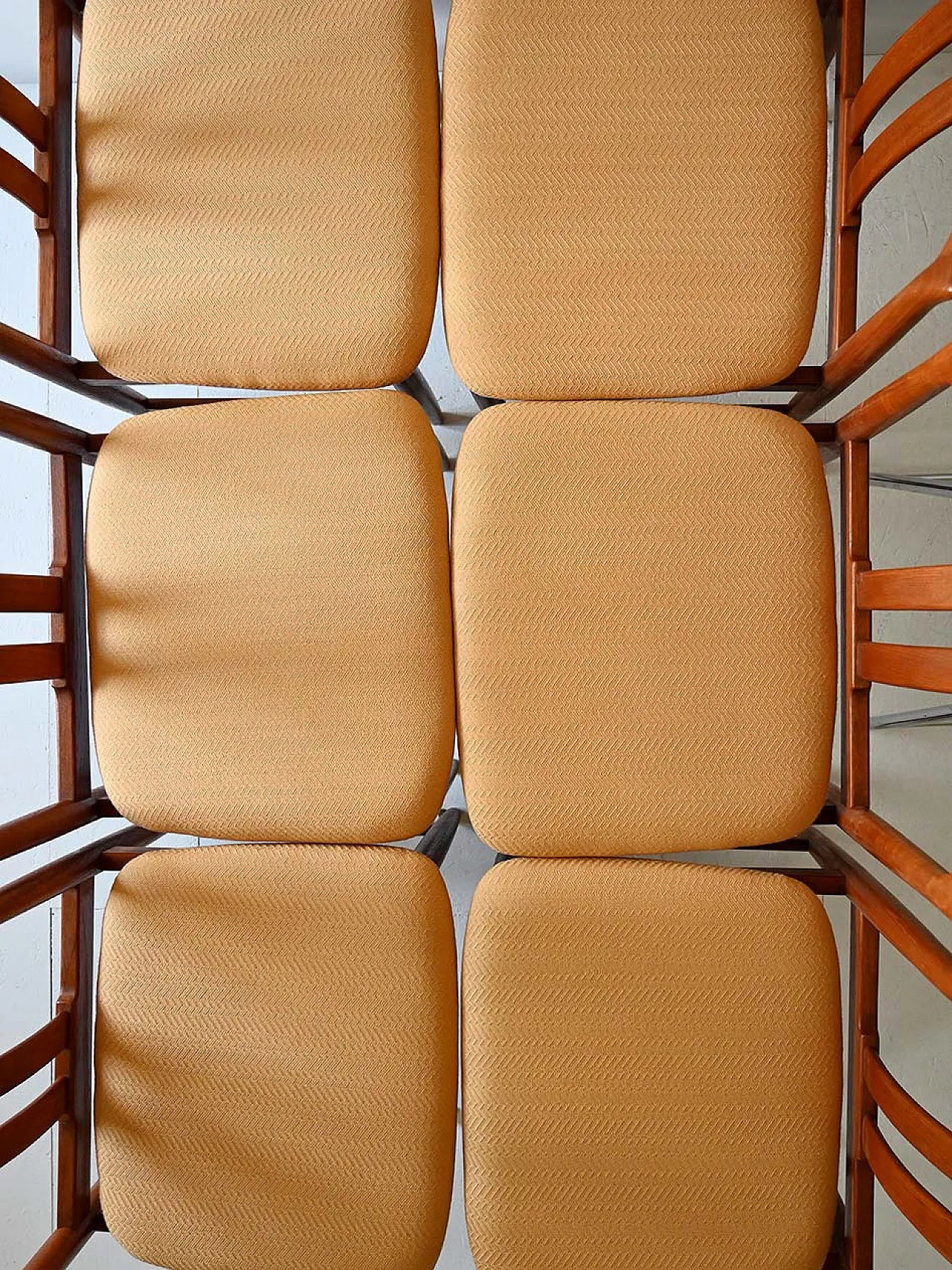 Set 6 Scandinavian Teak chairs with yellow seat 11