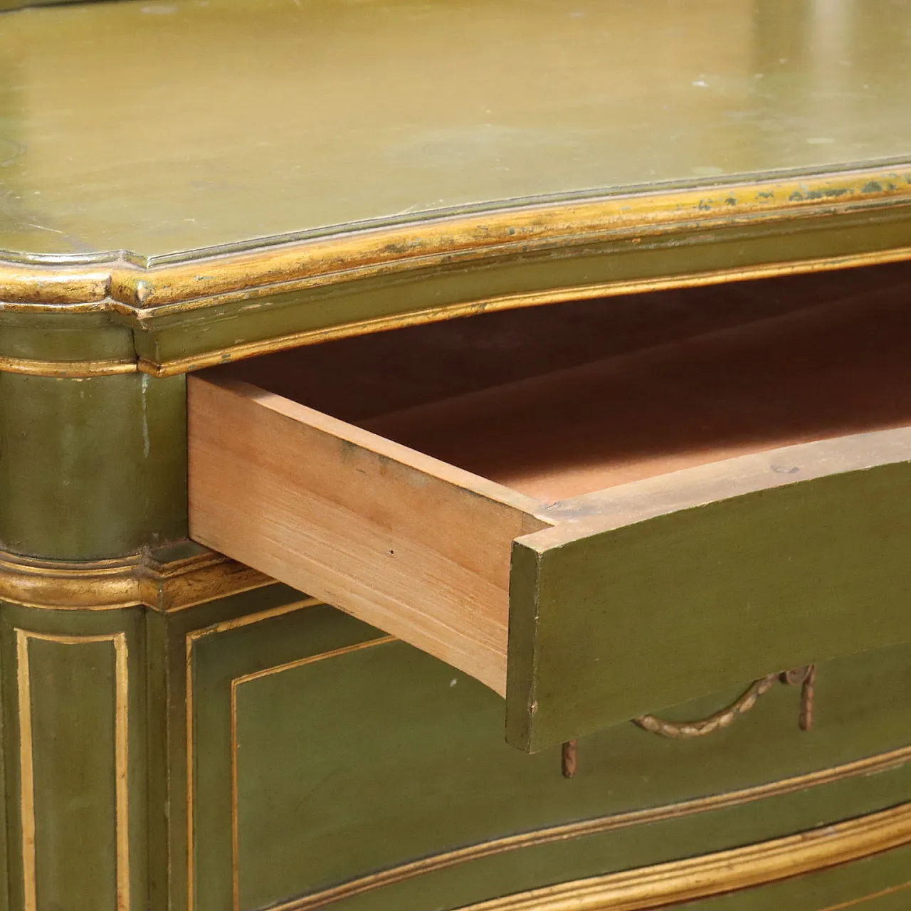 Comò verde in stile Barocchetto veneziano con specchio, '900 6