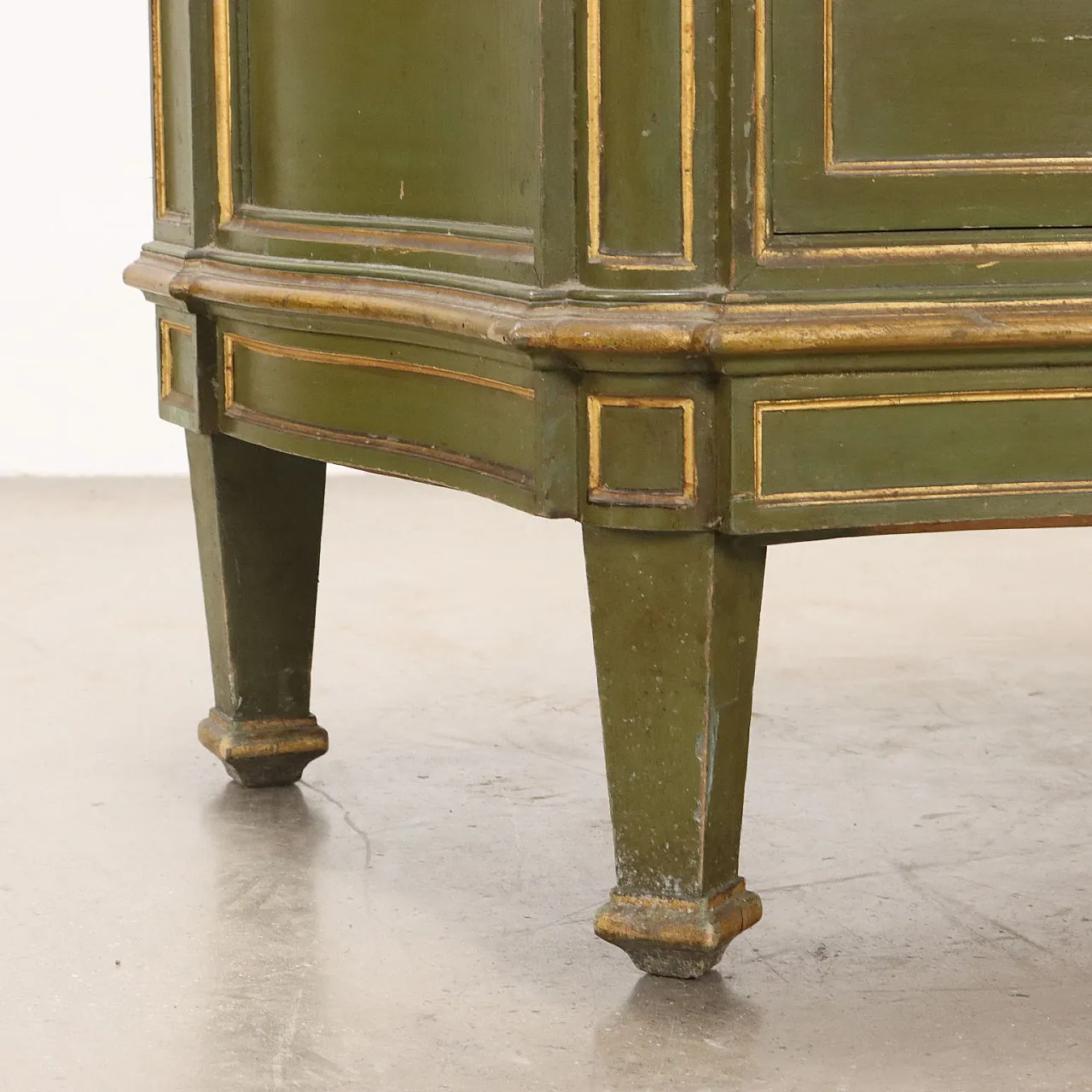 Comò verde in stile Barocchetto veneziano con specchio, '900 9