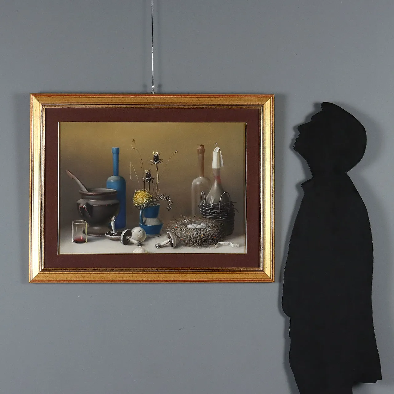 Dipinto moderno di Proferio Grossi, natura morta, anni '70 2