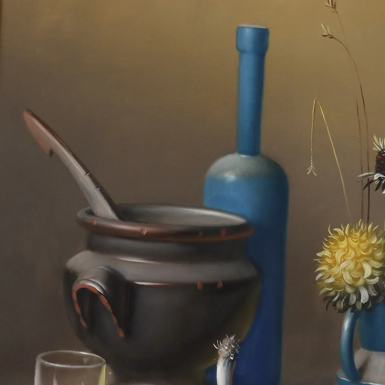 Dipinto moderno di Proferio Grossi, natura morta, anni '70 4