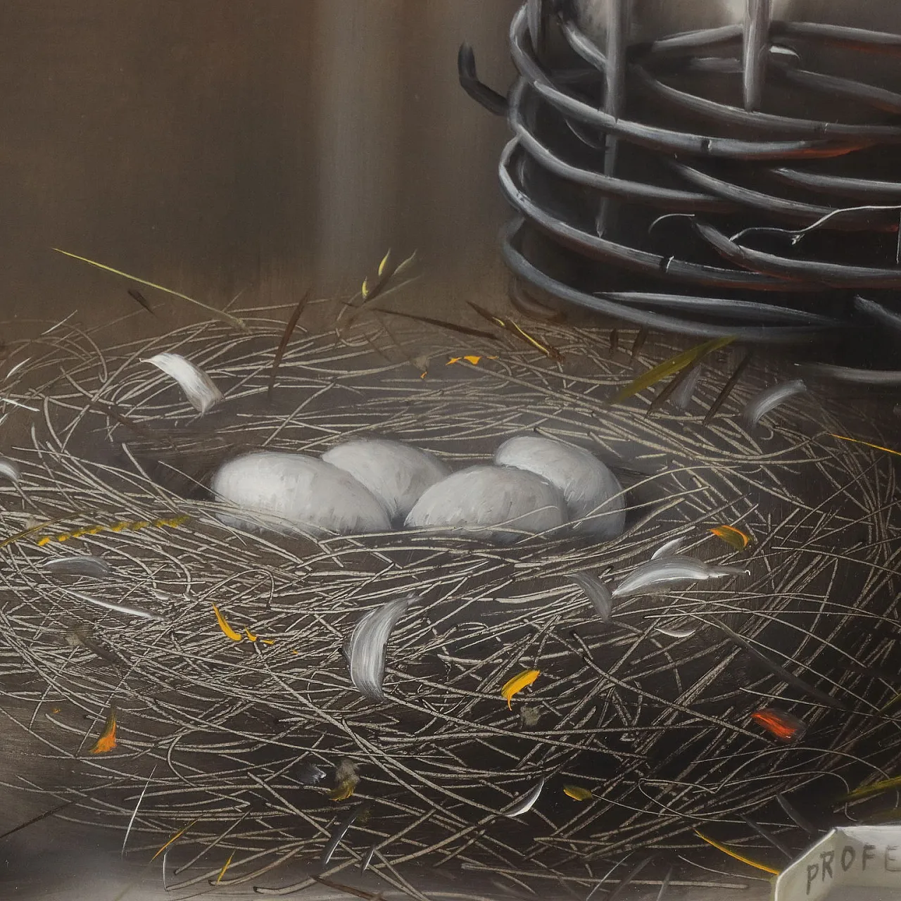 Dipinto moderno di Proferio Grossi, natura morta, anni '70 7