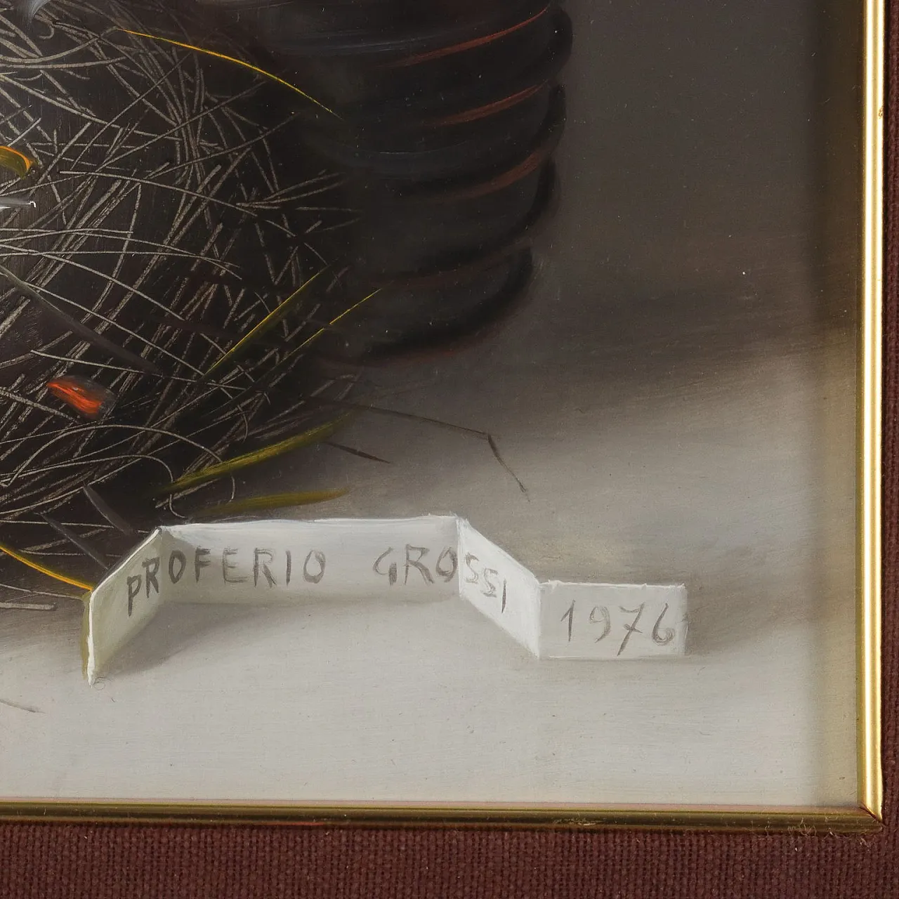 Dipinto moderno di Proferio Grossi, natura morta, anni '70 9