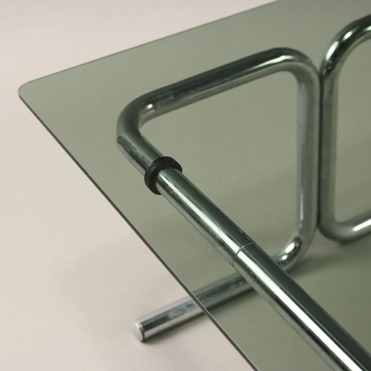 Coffee table in smoked glass and chromed metal, 1970s 4