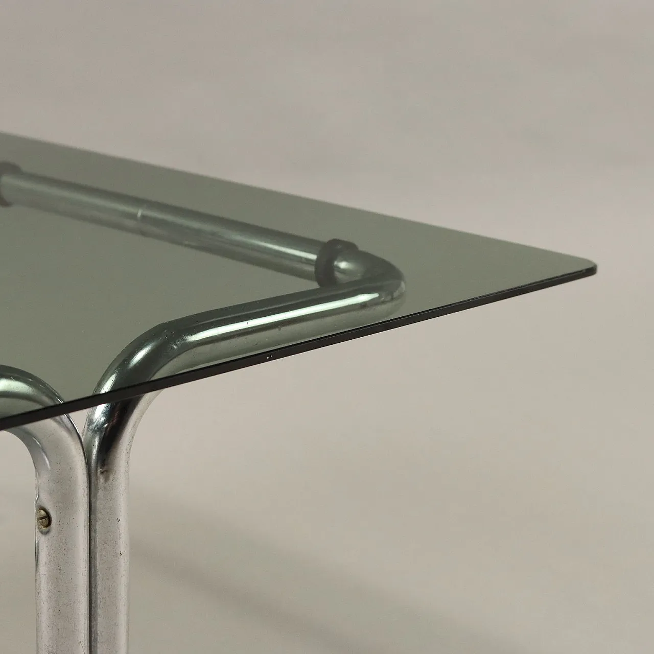 Coffee table in smoked glass and chromed metal, 1970s 5