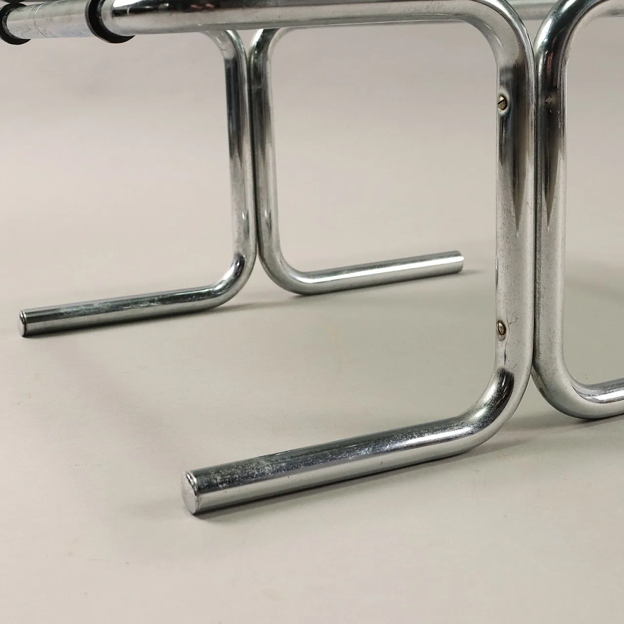 Coffee table in smoked glass and chromed metal, 1970s 6