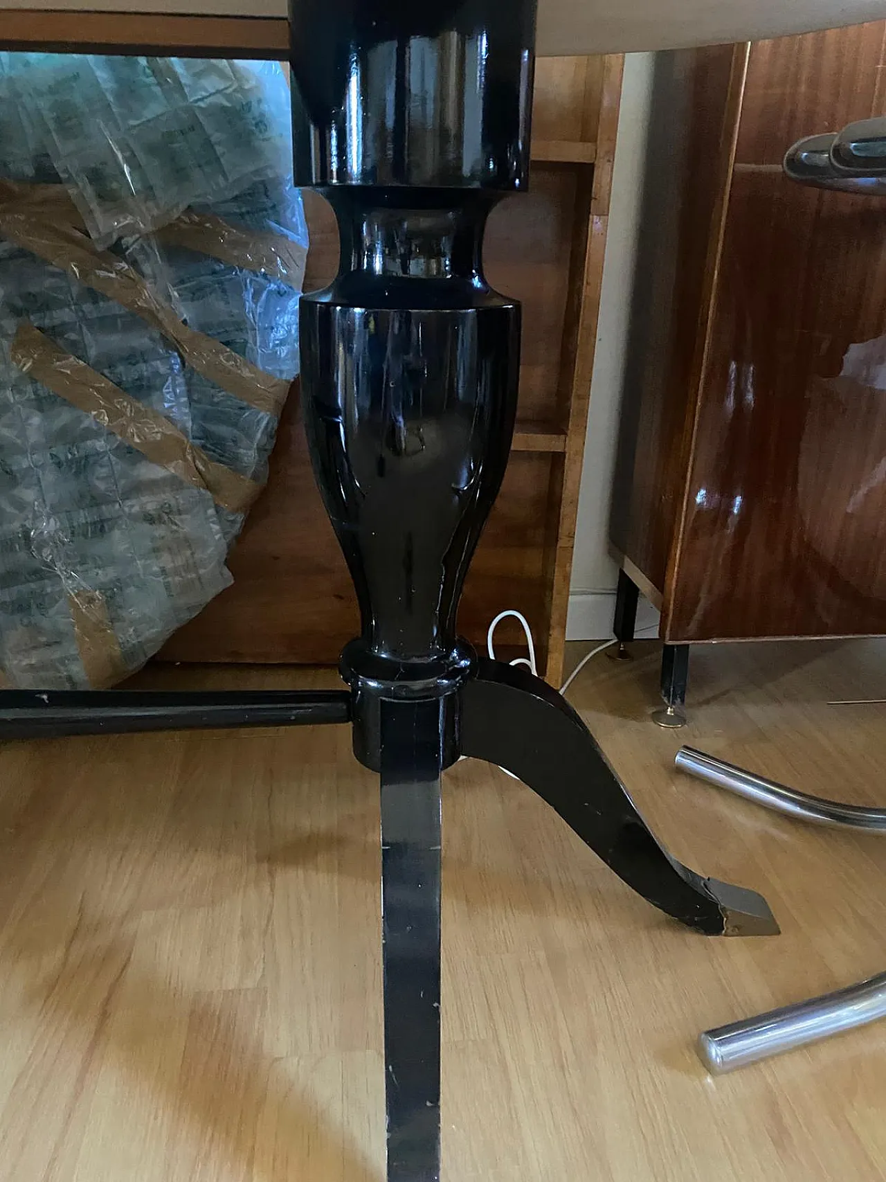 Table with glass top, 70s 2