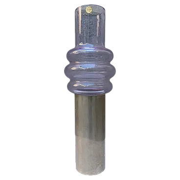 Blown glass and silver metal vase, 1960s