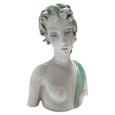 Busto in ceramica dipinta e lucidata di Clelia Bertetti, anni '20