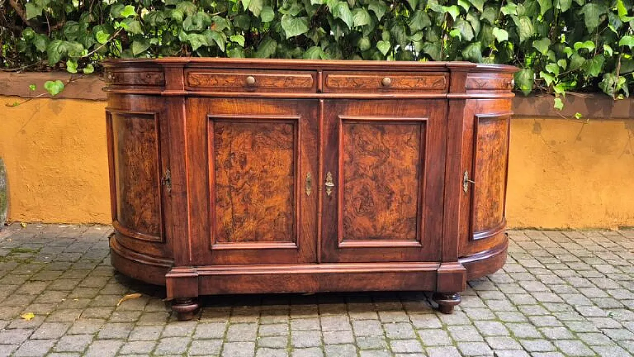 4-door sideboard with wavy walnut notch, 19th century 1